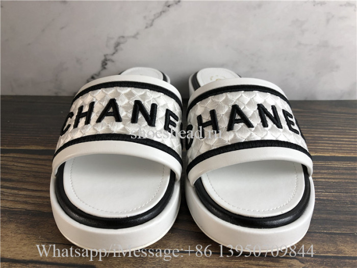 Chanel Casual Style Plain Leather Mules Logo Sandals White