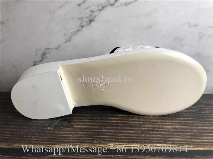 Chanel Casual Style Plain Leather Mules Logo Sandals White