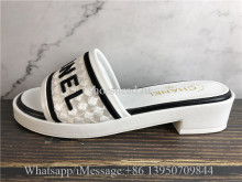 Chanel Casual Style Plain Leather Mules Logo Sandals White