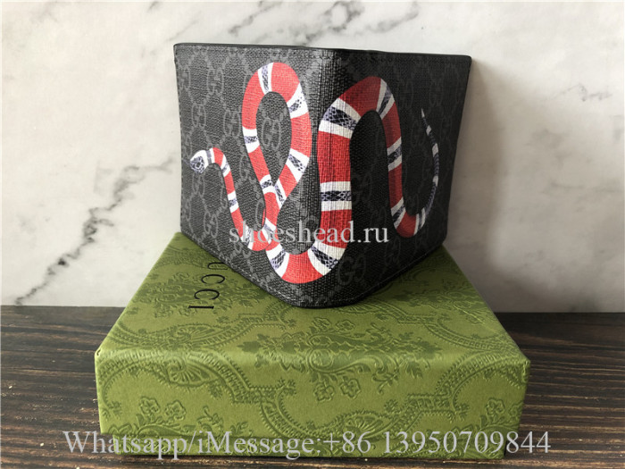Original Quality Gucci Kingsnake Print GG Supreme Wallet In Black