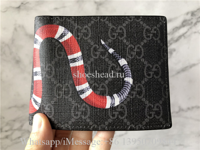 Original Quality Gucci Kingsnake Print GG Supreme Wallet In Black