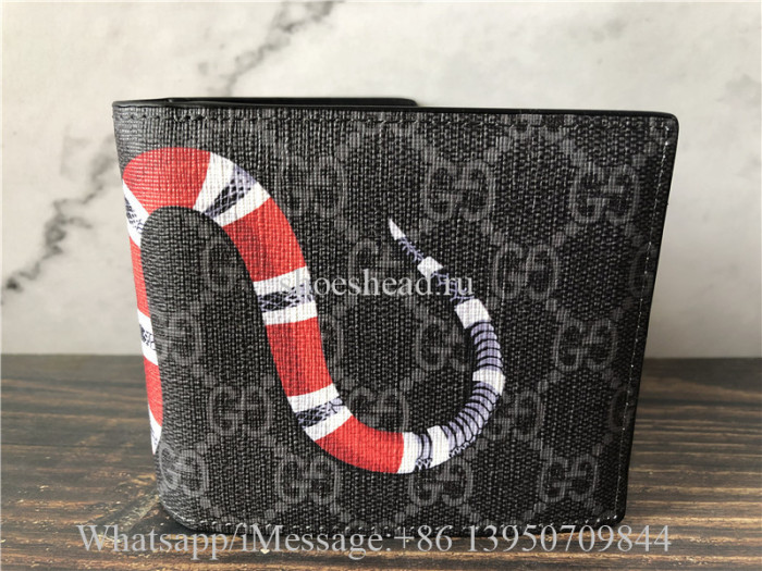 Original Quality Gucci Kingsnake Print GG Supreme Wallet In Black