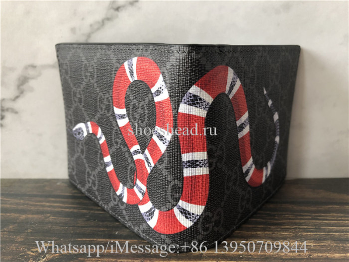 Original Quality Gucci Kingsnake Print GG Supreme Wallet In Black