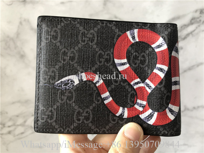 Original Quality Gucci Kingsnake Print GG Supreme Wallet In Black
