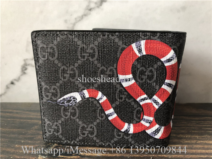 Original Quality Gucci Kingsnake Print GG Supreme Wallet In Black