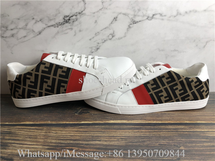 Fendi Low Top Sneakers In Leather And FF Fabric