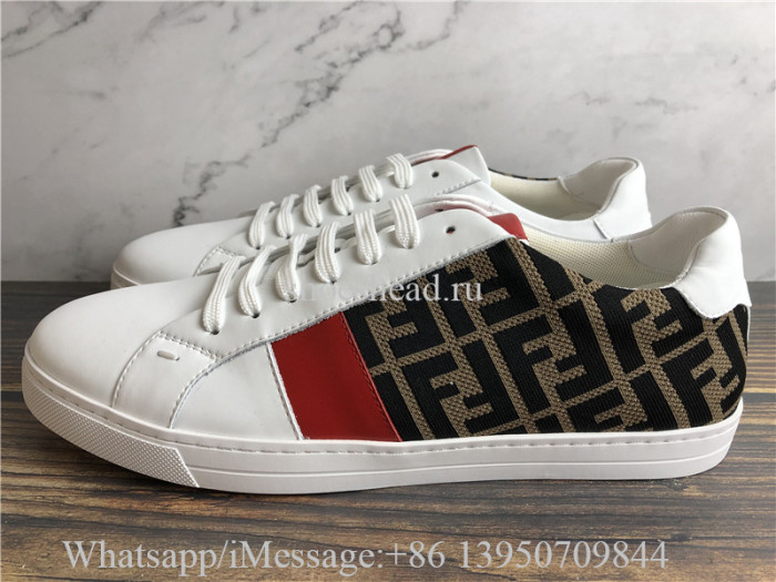 Fendi Low Top Sneakers In Leather And FF Fabric