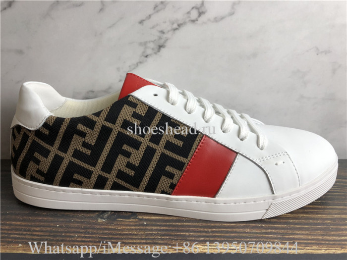 Fendi Low Top Sneakers In Leather And FF Fabric