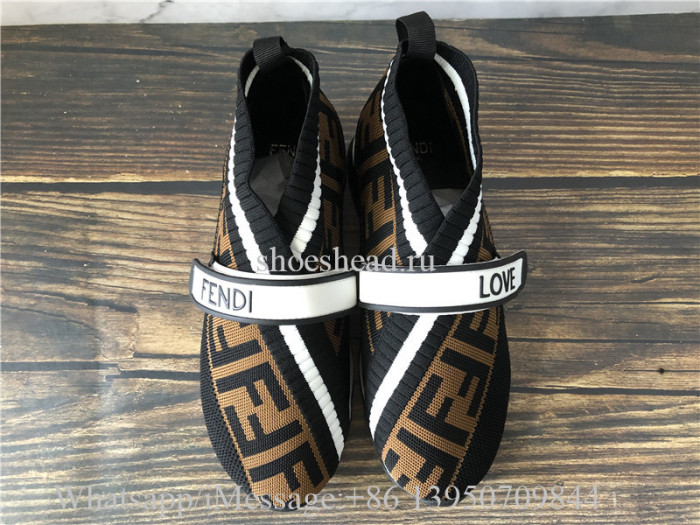 Fendi Rockoko Logo-Print Knitted Leather And PVC Trainers Black