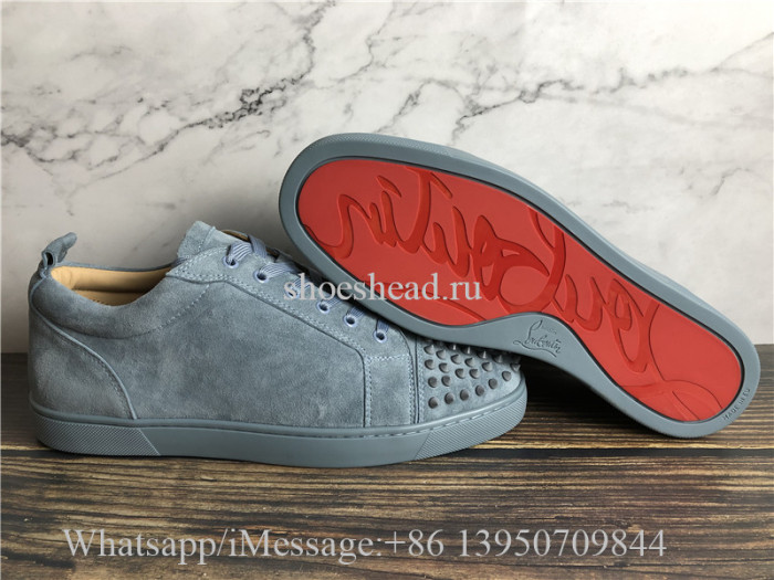 Christian Louboutin Spike Low Top Sneaker Grey Suede