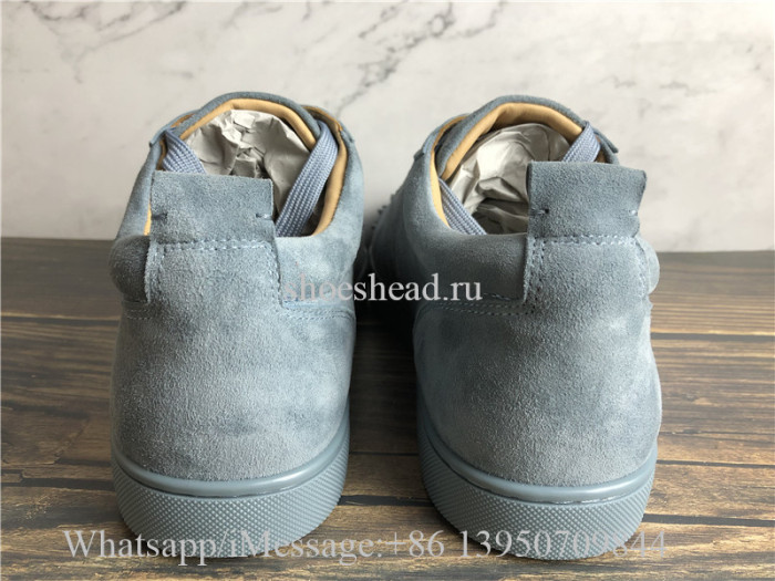 Christian Louboutin Spike Low Top Sneaker Grey Suede