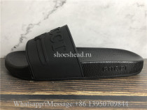 Gucci Pursuit Logo Rubber Pool Slides Black