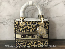 Original Christian Dior Medium Lady D-Lite Bag Beige Multicolor Mizza Embroidery