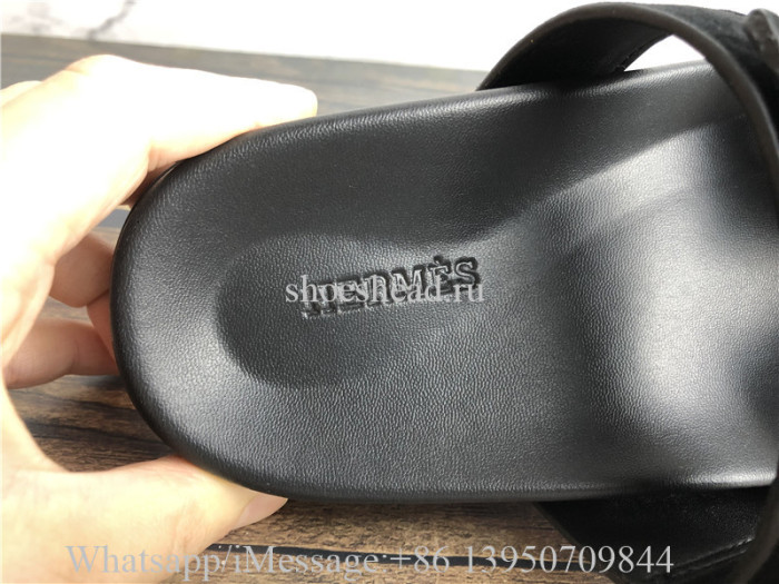 Hermes Black Suede Slide