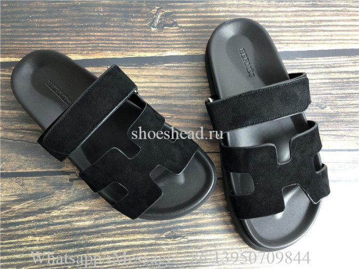 Hermes Black Suede Slide