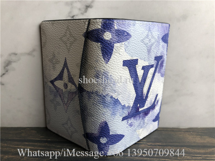 Original Louis Vuitton Pocket Organizer Ink Watercolor Blue Wallet