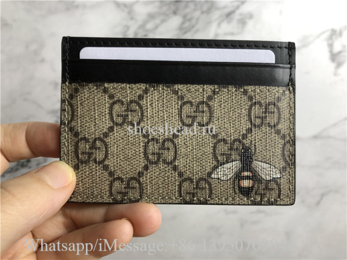 Original Gucci Bee Print GG Supreme Card Case