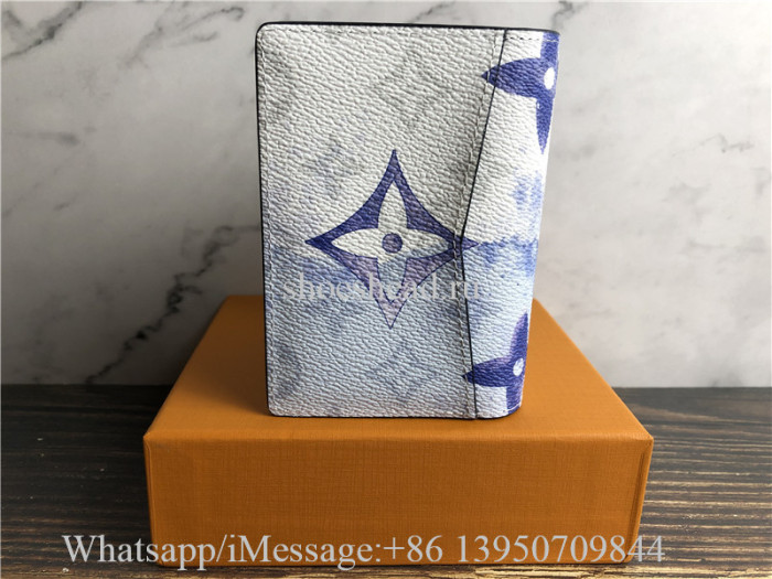 Original Louis Vuitton Pocket Organizer Ink Watercolor Blue Wallet