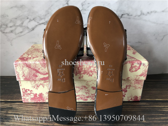 Black Dior Around The World Embroidered Cotton Dway Slide