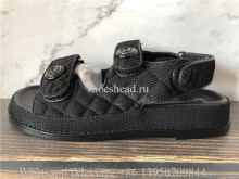 Chanel Fabric Velcro Dad Sandals 40 Black