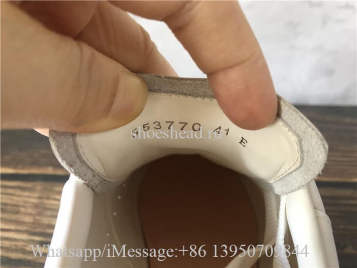 Super Quality Alexander McQueen Raised-Sole Outlined Leather Trainers White