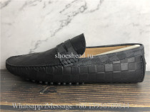 Louis Vuitton Dress Shoes Black Damier Infini Leather