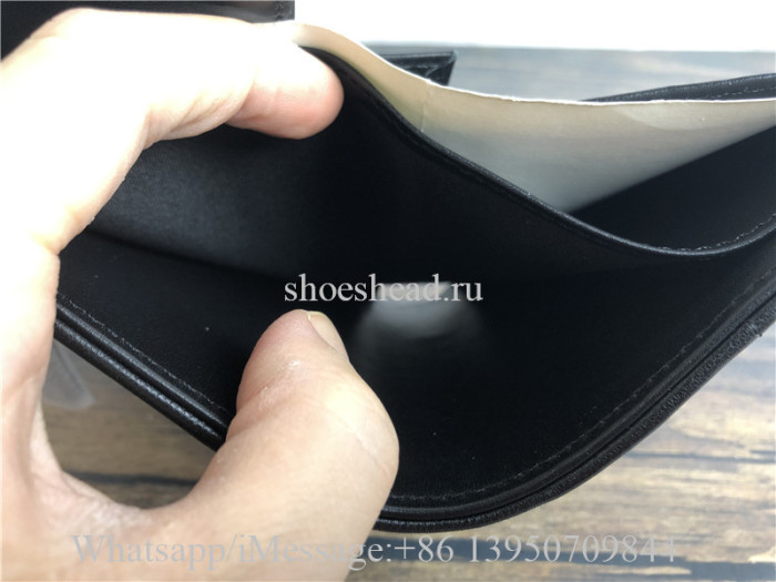 Original Quality Chanel Lambskin & Gold-Tone Metal Black Boy Flap Wallet
