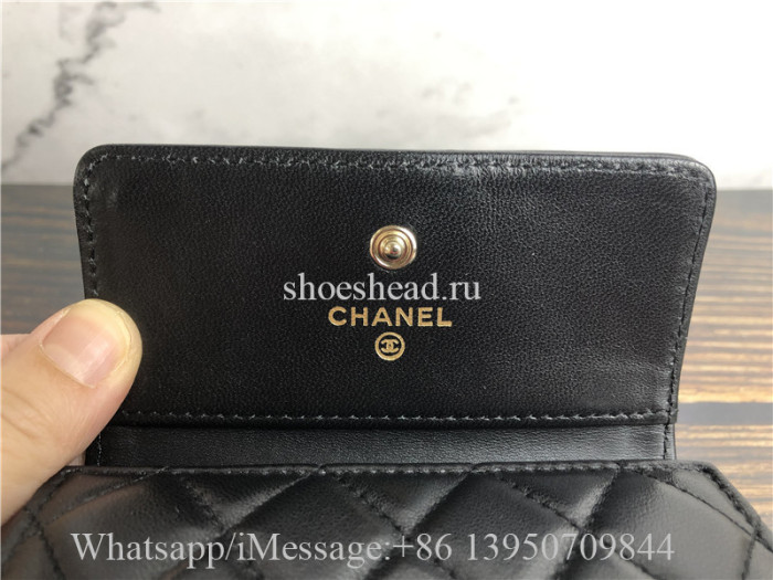 Original Quality Chanel Lambskin & Gold-Tone Metal Black Boy Flap Wallet