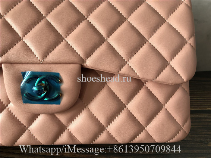 Original Chanel Dark Pink Quilted Lambskin Leather Classic New Flap Bag 30cm