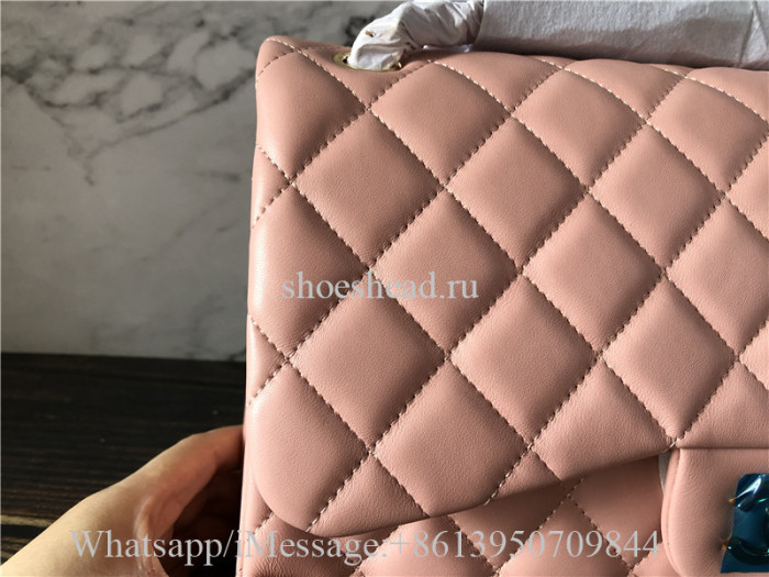 Original Chanel Dark Pink Quilted Lambskin Leather Classic New Flap Bag 30cm