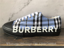 Burberry Larkhall Vintage Check Logo Low-Top Sneakers Blue Azure