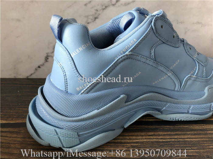 Balenciaga Allover Logo Triple S  Sneaker Blue Grey White