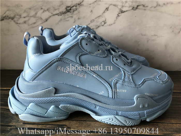 Balenciaga Allover Logo Triple S  Sneaker Blue Grey White