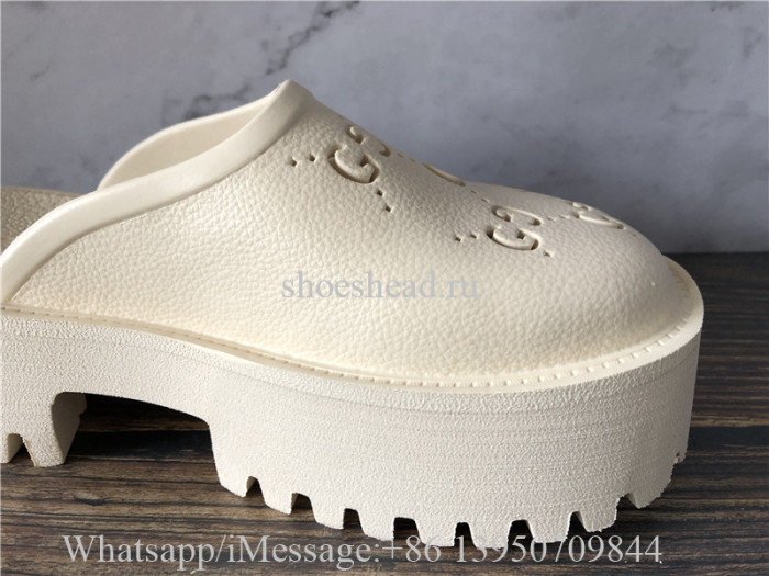 Gucci Platform Perforated G Sandal Beige