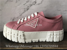 Prada Lug-Sole Platform Sneakers Pink