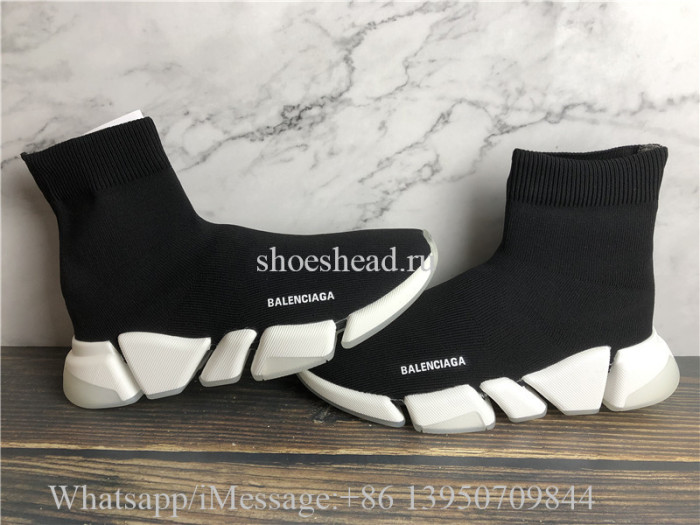 Balenciaga Speed 2.0 Sneaker Black Recycled Knit White Clear Sole Unit