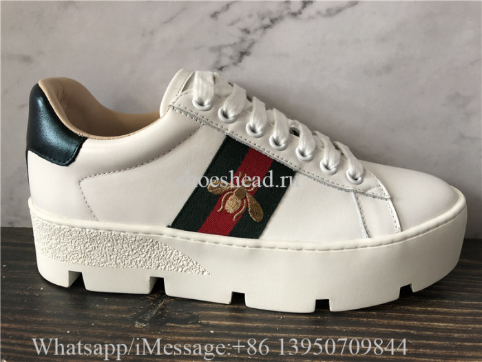 Super Quality Gucci Ace Embroidered Leather Platform Sneakers