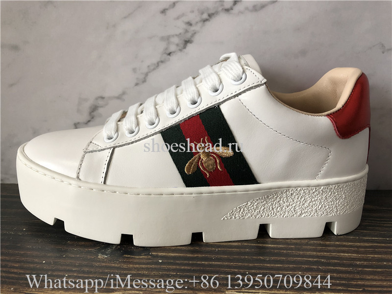 Super Quality Gucci Ace Embroidered Leather Platform Sneakers