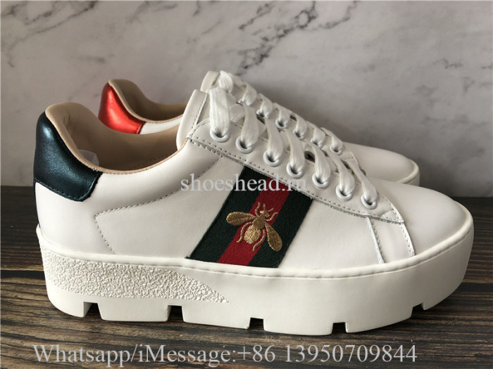 Super Quality Gucci Ace Embroidered Leather Platform Sneakers