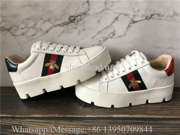 Super Quality Gucci Ace Embroidered Leather Platform Sneakers
