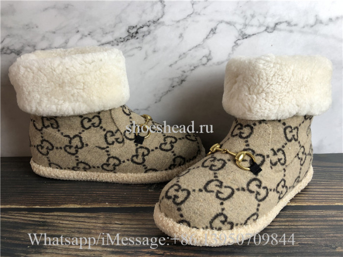Gucci Fria Logo-Pattern Merino-wool Ankle Boots