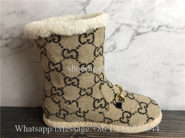 Gucci Fria Logo-Pattern Merino-wool Ankle Boots