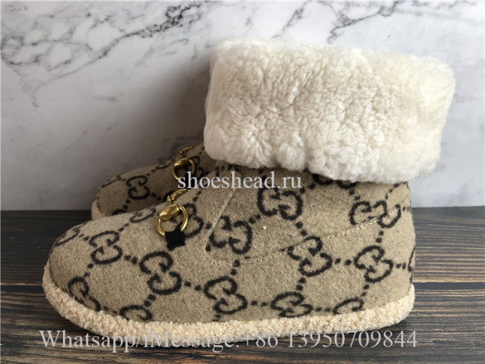 Gucci Fria Logo-Pattern Merino-wool Ankle Boots