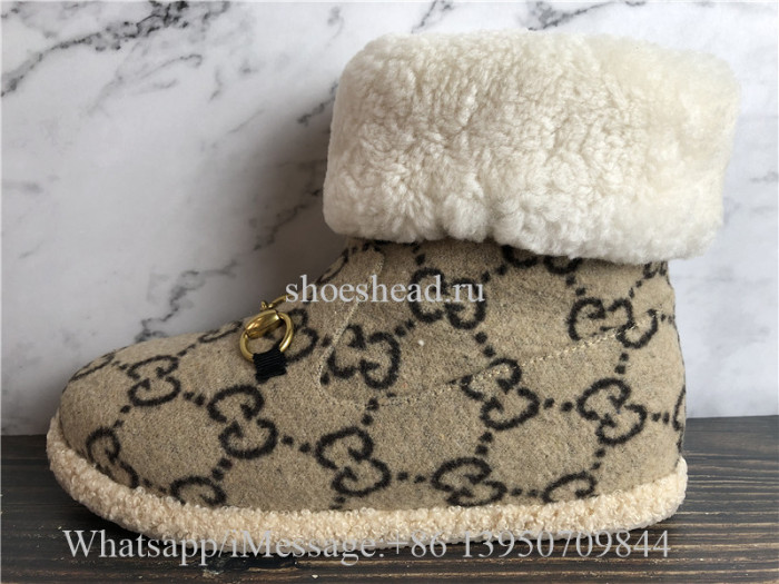 Gucci Fria Logo-Pattern Merino-wool Ankle Boots