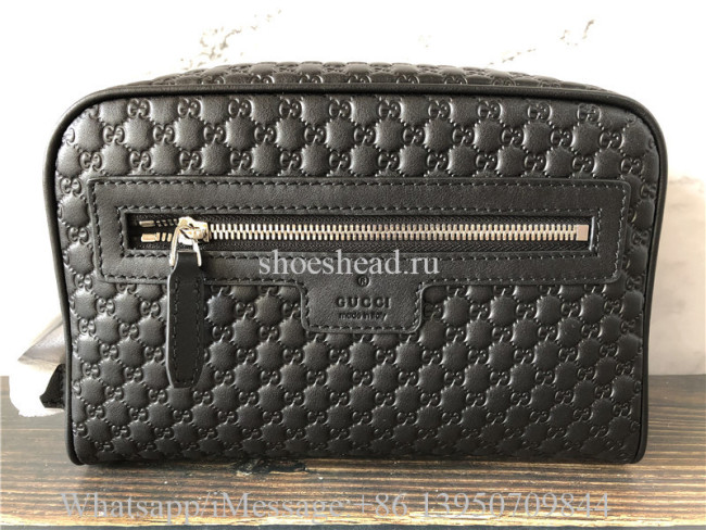 Original Gucci Leather Micro GG Guccissima Large Toiletry Dopp Bag