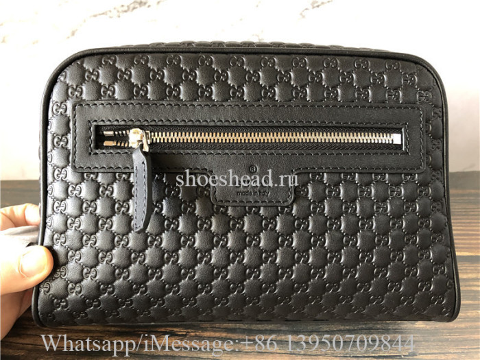 Original Gucci Leather Micro GG Guccissima Large Toiletry Dopp Bag
