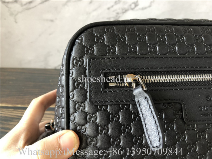 Original Gucci Leather Micro GG Guccissima Large Toiletry Dopp Bag
