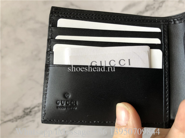 Original Gucci Leather Flap Over Wallet TU Black