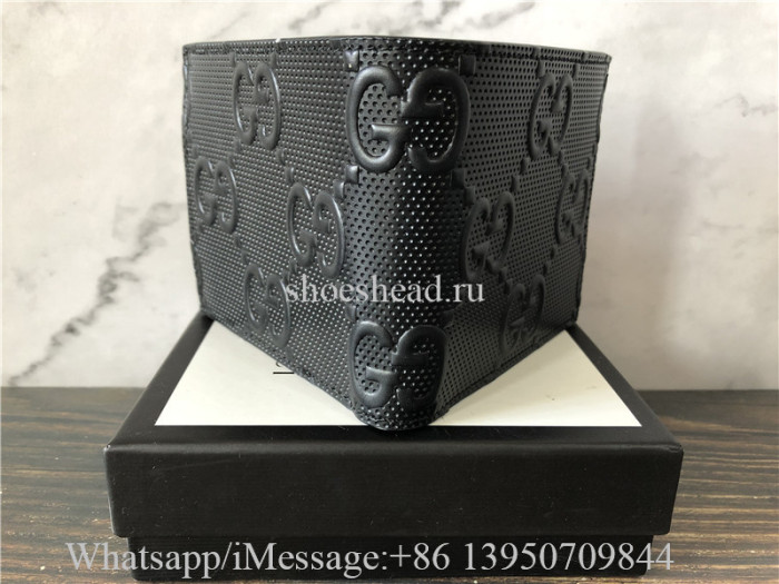 Original Gucci Leather Flap Over Wallet TU Black
