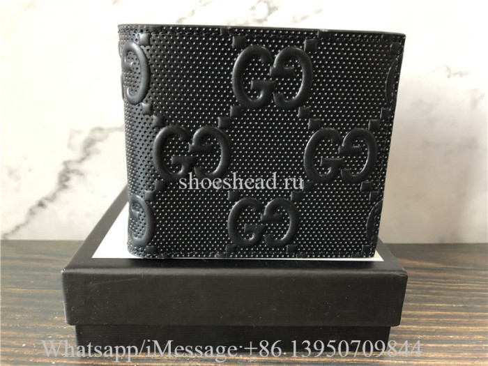 Original Gucci Leather Flap Over Wallet TU Black